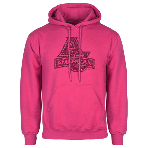  Womens Fuchsia Fleece Hoodie - Primary Mark Hot Pink Glitter