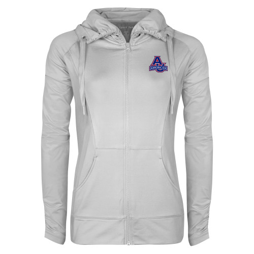  Womens White Sport Wick Stretch Full Zip Jacket - Primary Mark