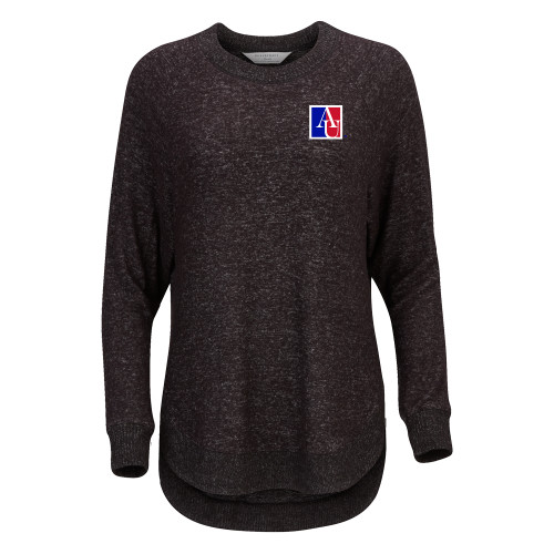 American Boxercraft Womens Black Heather Cuddle Oversized Crew - American University Institutional AU Square