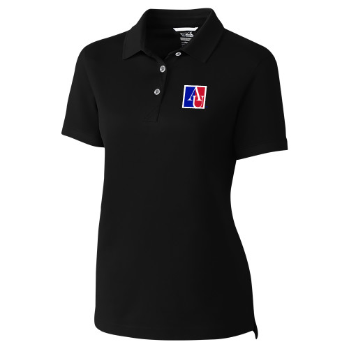 American C&B Womens Black Advantage Polo - American University Institutional AU Square