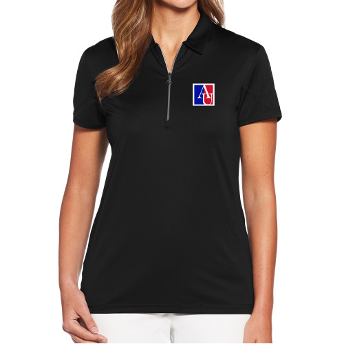 American Callaway Womens Black Tulip Sleeve Zip Polo - American University Institutional AU Square