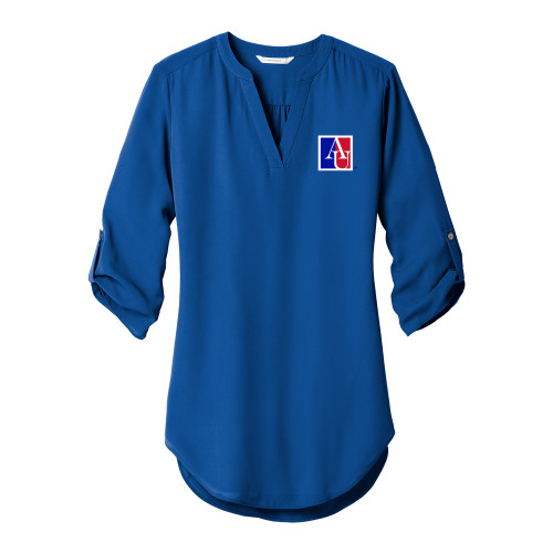 American Womens Royal 3/4 Sleeve Tunic Blouse - American University Institutional AU Square