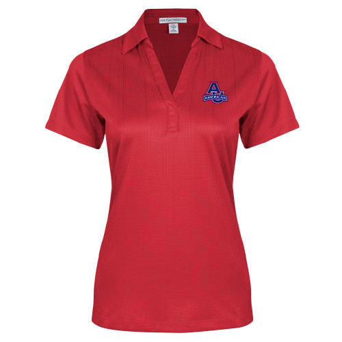  Womens Red Performance Fine Jacquard Polo - Primary Mark