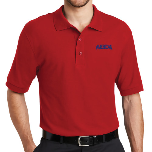  Red Silk Touch Polo - Wordmark