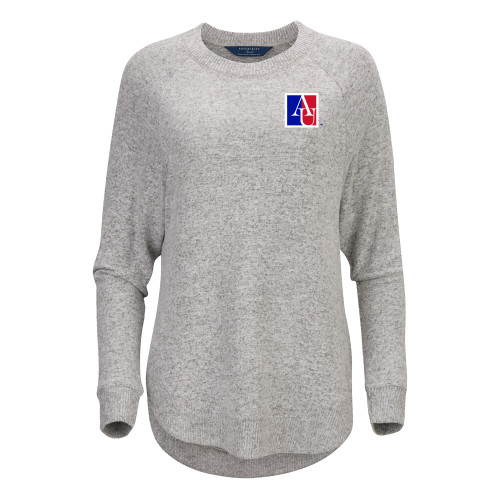 American Boxercraft Womens Oxford Grey Heather Cuddle Oversized Crew - American University Institutional AU Square