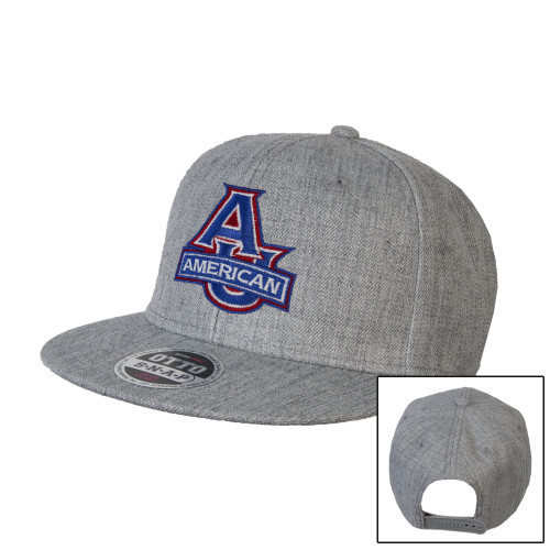  Heather Grey Wool Blend Flat Bill Snapback Hat - Primary Mark