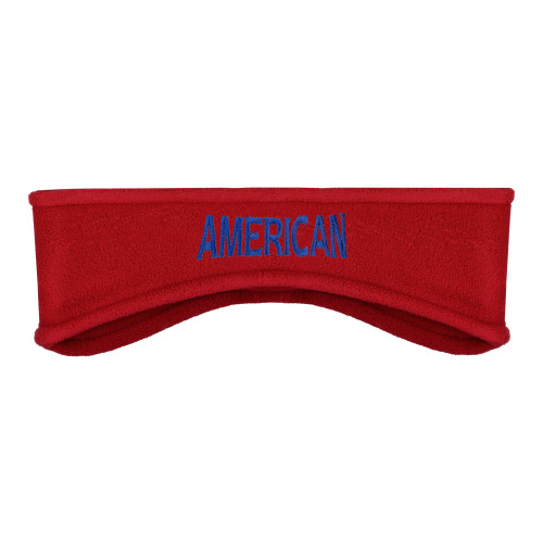  Red Stretch Fleece Headband - Wordmark