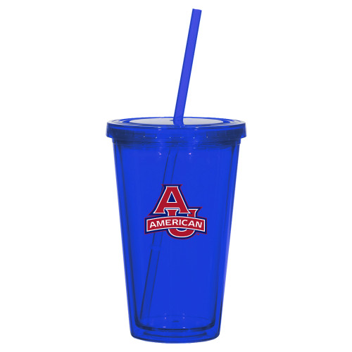  Madison Double Wall Blue Tumbler w/Straw 16oz - Primary Mark