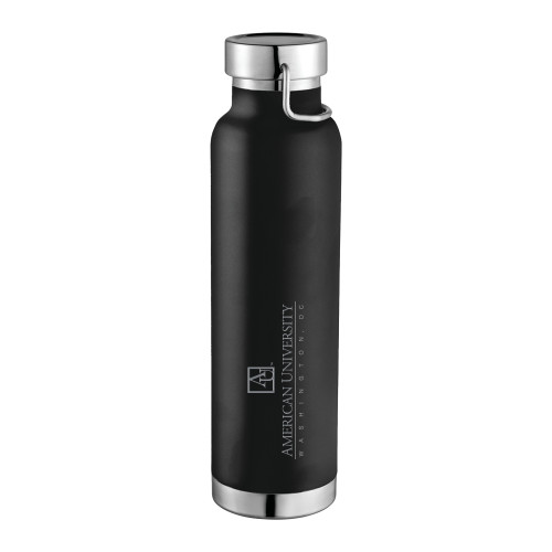 American Thor Copper Vacuum Insulated Black Bottle 22oz - American University Institutional Wordmark Horizontal Engraved