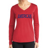 Thumbnail image for  Womens Red Performance Long Sleeve V Neck Shirt