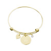 Thumbnail image for  Olivia Sorelle Gold Bangle Bracelet with Round Pendant Heart and Jewel