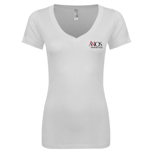  Next Level Womens White Ideal V Tee - AXIOS Industrial Group - PLUS
