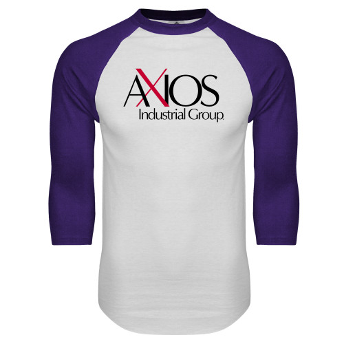  White/Purple Raglan Baseball T Shirt - AXIOS Industrial Group