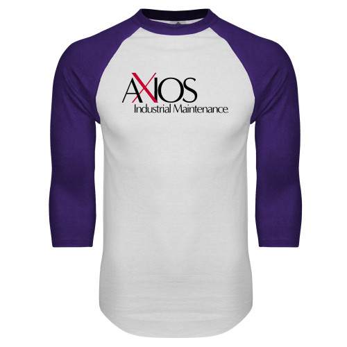  White/Purple Raglan Baseball T Shirt - AXIOS Industrial Maintenance