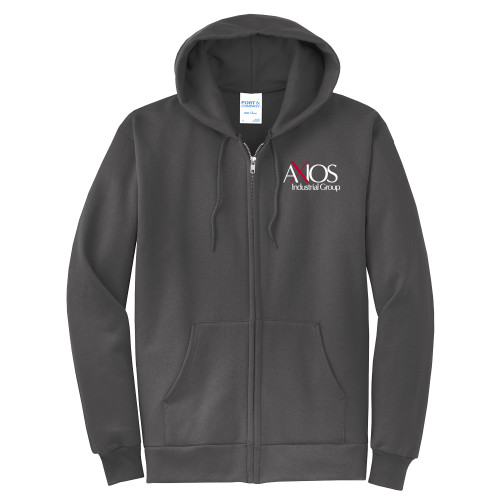  Extended Charcoal Fleece Full Zip Hoodie - AXIOS Industrial Group