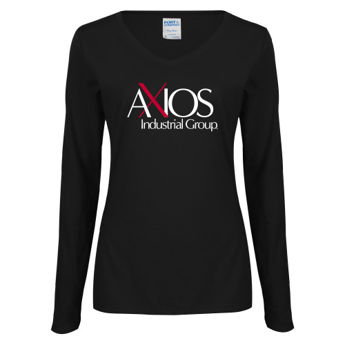  Womens Black Long Sleeve V Neck Tee  - AXIOS Industrial Group