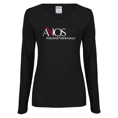  Womens Black Long Sleeve V Neck Tee  - AXIOS Industrial Maintenance
