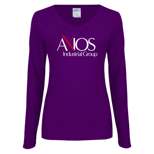  Womens Purple Long Sleeve V Neck Tee  - AXIOS Industrial Group