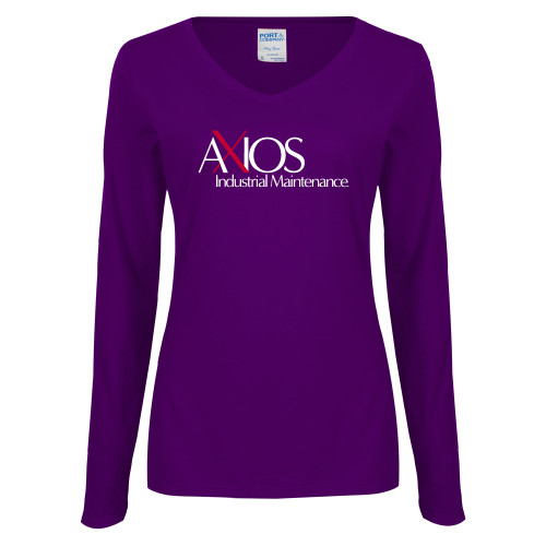  Womens Purple Long Sleeve V Neck Tee  - AXIOS Industrial Maintenance
