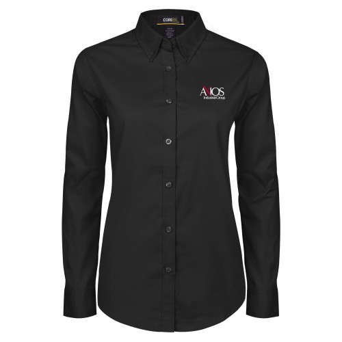  Womens Black Twill Button Down Long Sleeve  - AXIOS Industrial Group