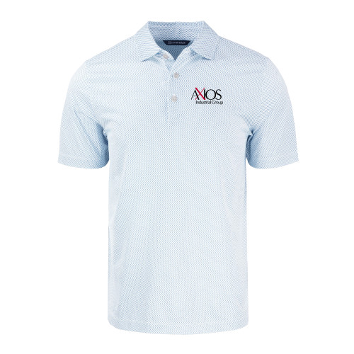  Cutter & Buck White/Light Blue Pike Recycled Symmetry Print Polo - AXIOS Industrial Group