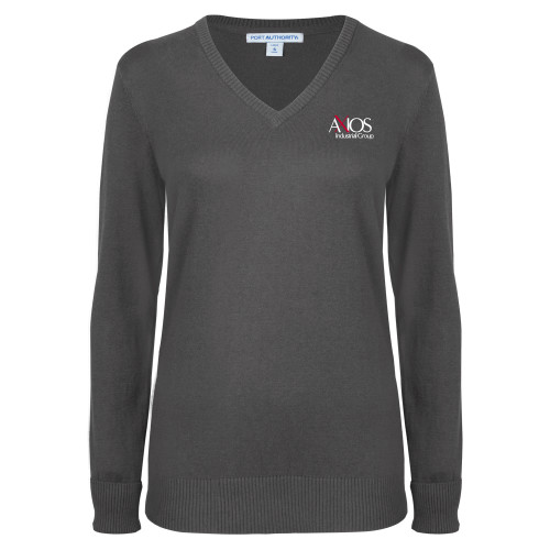  Womens Charcoal Heather VNeck Sweater - AXIOS Industrial Group