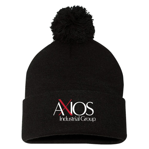  Sportsman Black Pom Pom Cuffed Beanie - AXIOS Industrial Group