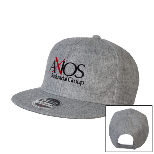  Heather Grey Wool Blend Flat Bill Snapback Hat - AXIOS Industrial Group