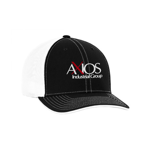  Black and White Trucker Flexfit Hat - AXIOS Industrial Group