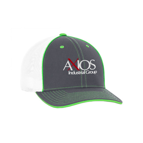  Graphite and Neon Green Trucker Flexfit Hat - AXIOS Industrial Group