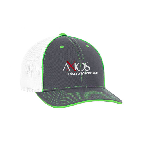  Graphite and Neon Green Trucker Flexfit Hat - AXIOS Industrial Maintenance 