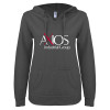 Thumbnail image for  ENZA Womens Dark Heather V Notch Raw Edge Fleece Hoodie