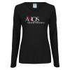 Thumbnail image for  Womens Black Long Sleeve V Neck Tee 