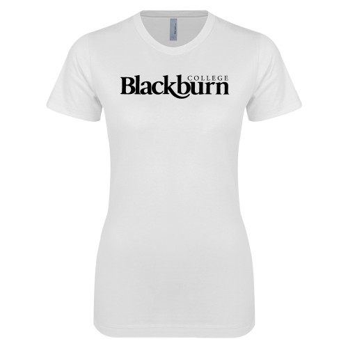  Next Level Womens White Boyfriend Tee - Blackburn College