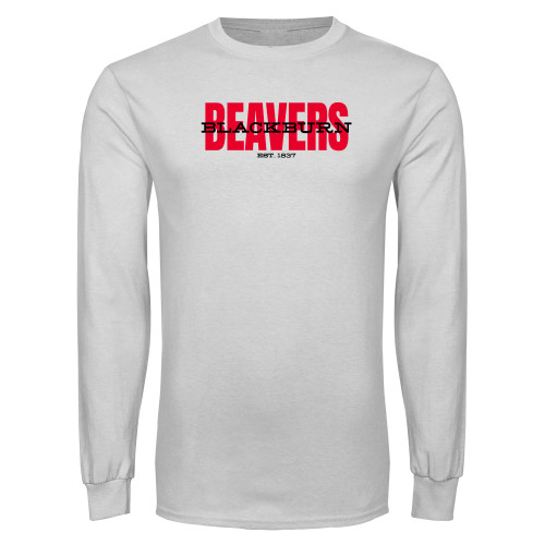  White Long Sleeve T Shirt - Beavers with Blackburn Overlay