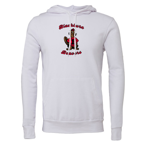 Bella + Canvas White Fleece Hood - Blackburn Beavers Script with Barney