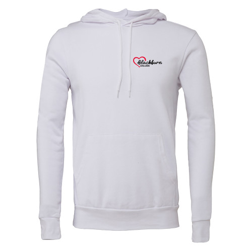  Bella + Canvas White Fleece Hood - Blackburn College with Heart