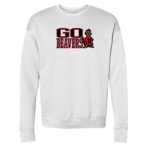  Bella + Canvas White Fleece Crew - Go Beavers