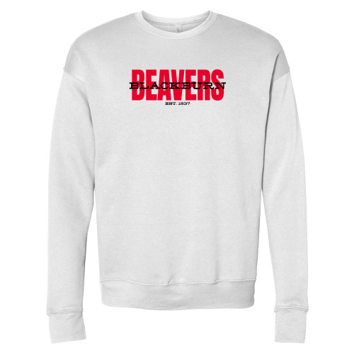  Bella + Canvas White Fleece Crew - Beavers with Blackburn Overlay