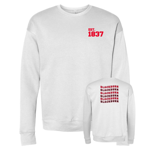  Bella + Canvas White Fleece Crew - Blackburn Vintage Wave