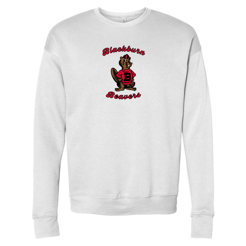  Bella + Canvas White Fleece Crew - Blackburn Beavers Script with Barney
