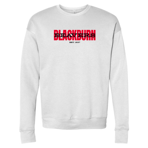  Bella + Canvas White Fleece Crew - Blackburn with Beavers Overlay