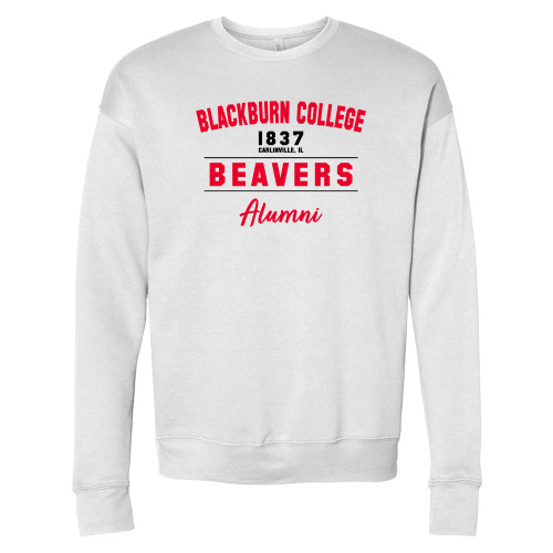  Bella + Canvas White Fleece Crew - Blackburn College Beavers Alumni