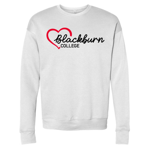  Bella + Canvas White Fleece Crew - Blackburn College with Heart