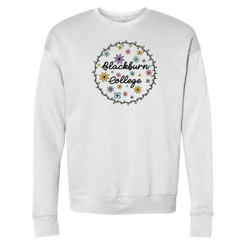  Bella + Canvas White Fleece Crew - Blackburn College Spring Flowers
