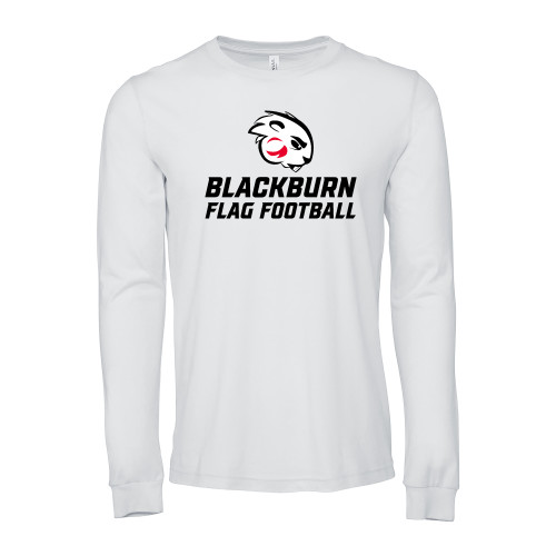  Bella + Canvas White Jersey Cotton Long Sleeve T Shirt - Blakcburn Flag Football