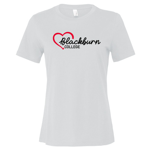  Bella + Canvas Womens White Relaxed Cotton T Shirt - Blackburn College with Heart