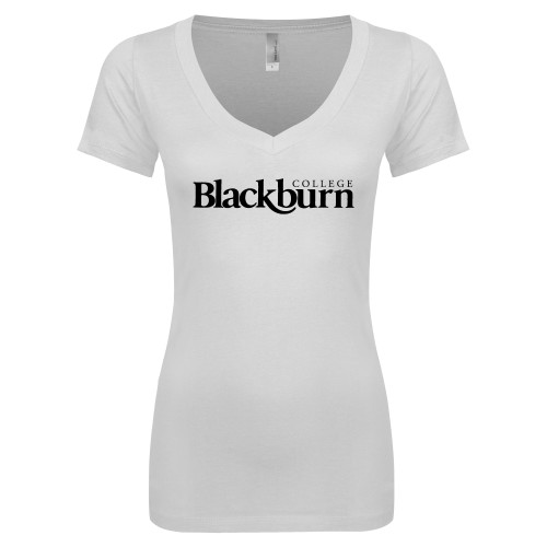  Next Level Womens White Ideal V Tee - Blackburn College