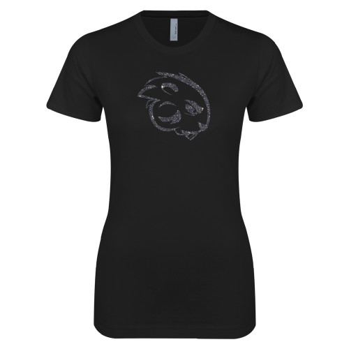  Next Level Womens Black Boyfriend Tee - F Graphite Soft Glitter