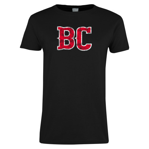  Womens Black Short Sleeve Tee - BC Distressed